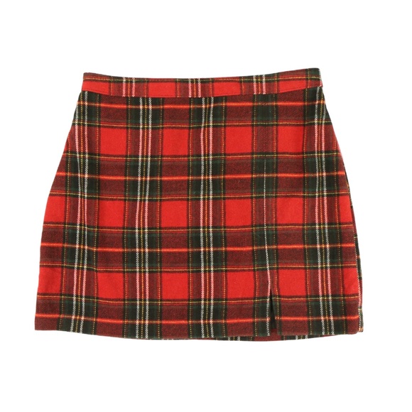Hollister Dresses & Skirts - NWT Hollister Ultra HI-Rise Lined Red Plaid Wool Blend Flannel Skirt L